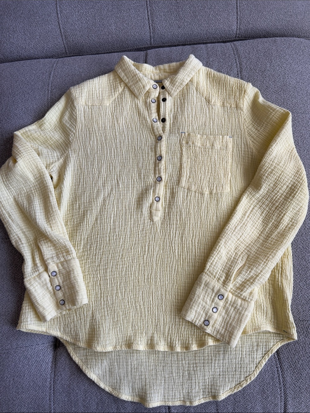 Women’s Lightweight Textured Button Henley Shirt - Yellow